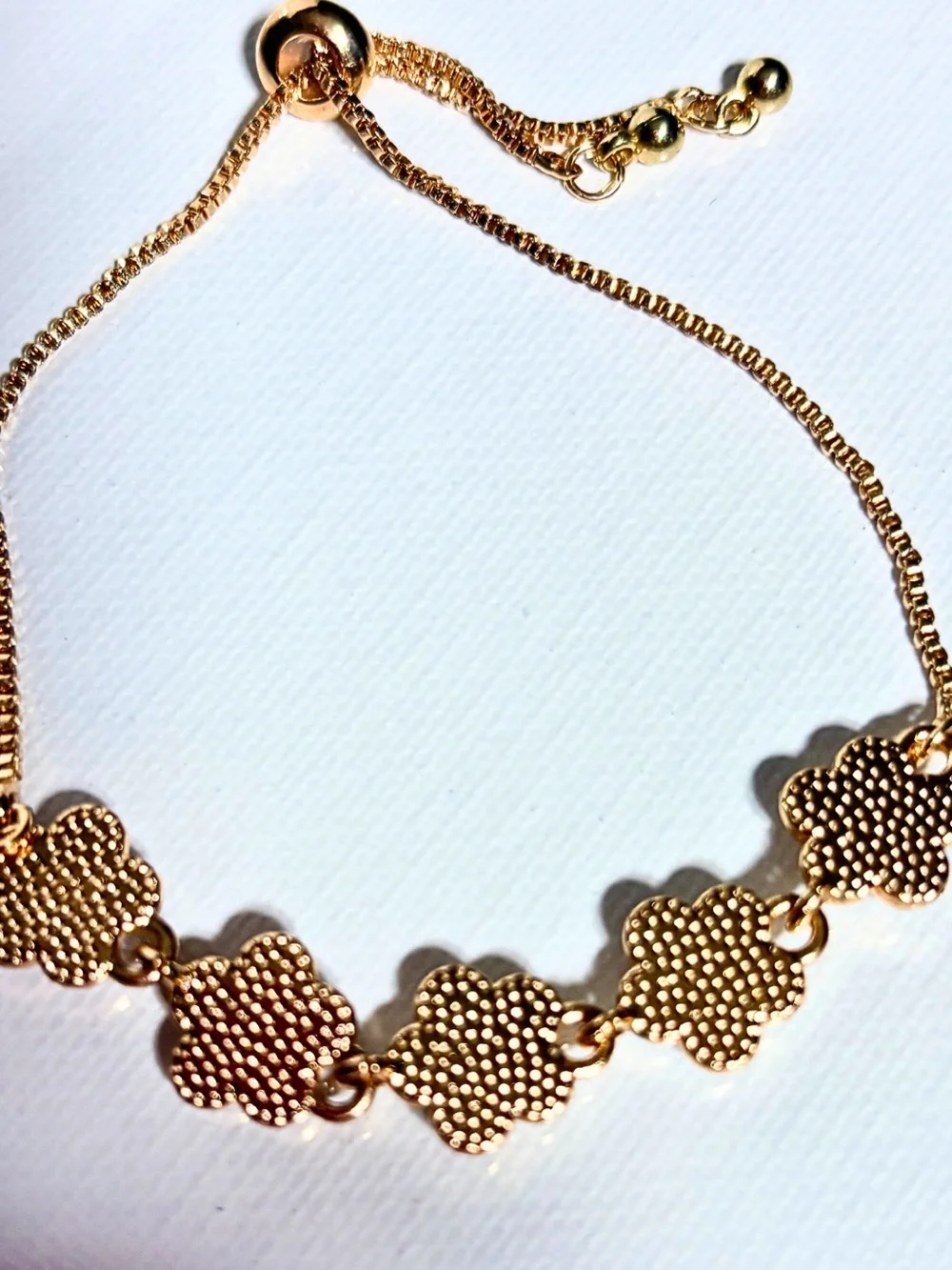 FLORAL CHARM BRACELET Adjustable Gold Chain Modern Cottagecore Fairycore Dainty